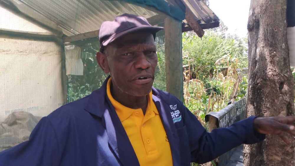 Organic farmer John Wambu at Mugima farm in Kiserian 