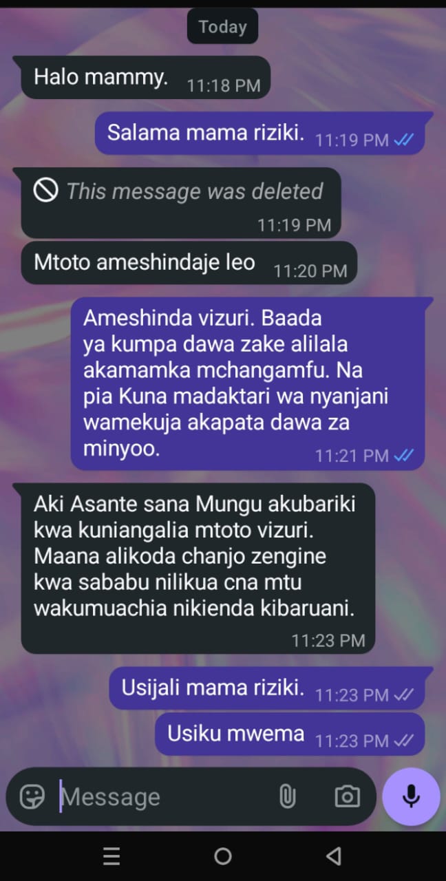 this image is a screenshot of one of the parents to the children koki takes care of .