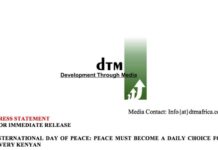 INTERNATIONAL DAY OF PEACE: PEACE MUST BECOME A DAILY CHOICE FOR EVERY KENYAN dtm idp